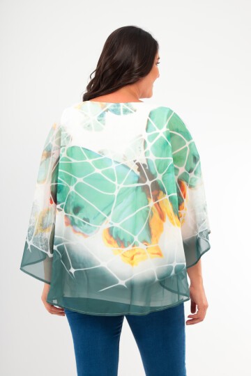 Kadın  Asimetrik Kesim Şifon Curve Büyük Beden Viskon Spor Şık Bluz