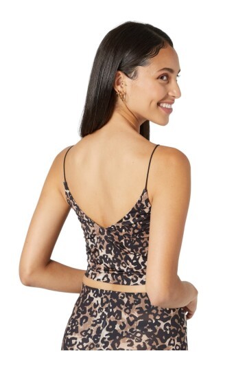 Kadın Askılı Leopar Desenli Spor Şık Croptop Büstiyer