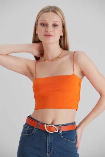 Kadın Askılı Şık Croptop Bluz