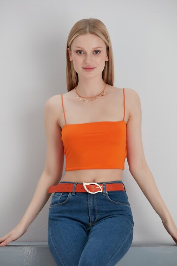 Kadın Askılı Şık Croptop Bluz