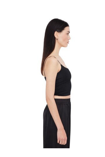 Kadın Askılı Spor Şık U Yaka Crop Top Curve Büstiyer Bluz