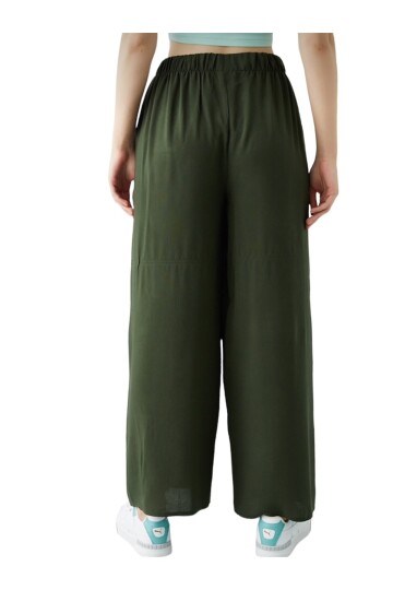 Kadın Beli Lastikli Rahat Haki Salaş Pantolon