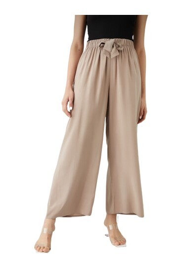 Kadın Beli Lastikli Rahat Salaş Vizon Pantolon
