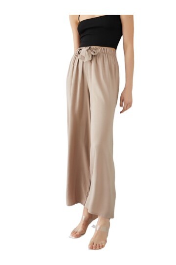 Kadın Beli Lastikli Rahat Salaş Vizon Pantolon