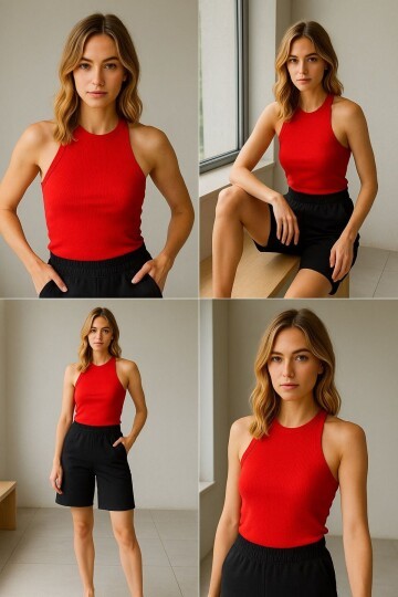 Kadın Beli Lastikli Yüksek Bel İki Cepli Şehir Boy Yazlık Şort