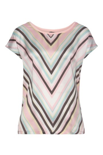 Kadın Bisiklet Yaka Saten Viskon Kısa Kol Spor Şık Desenli Bluz