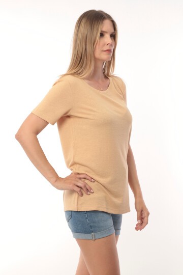 Kadın Buklet Kumaş Düz Sade Büyük Beden Curve Yarım Kol Bluz