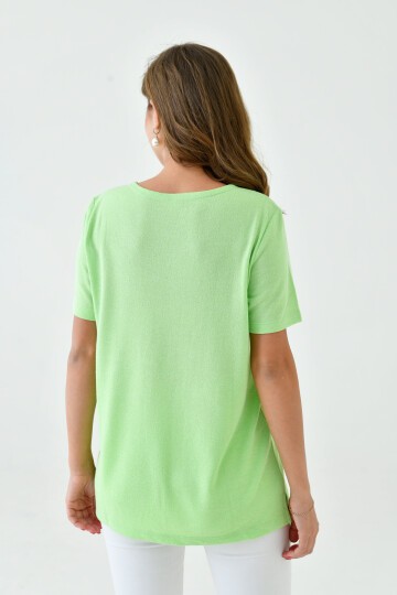 Kadın Buklet Kumaş Düz Sade Büyük Beden Curve Yarım Kol Bluz