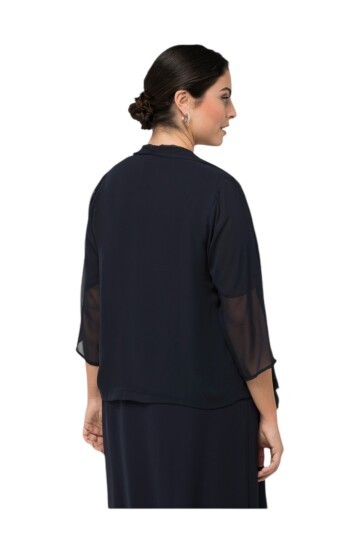 Kadın Büyük Beden Şifon Tül Dökümlü Şık Kombinleyici Curve Truvakar Kol Ceket