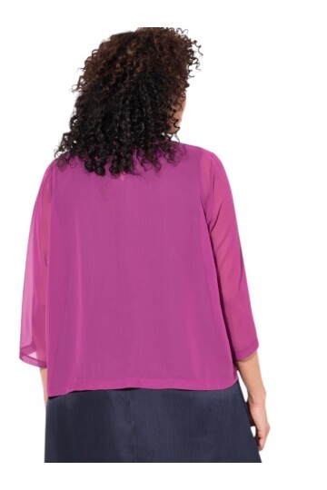 Kadın Büyük Beden Şifon Tül Dökümlü Şık Kombinleyici Curve Truvakar Kol Ceket