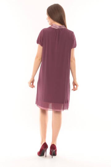 Kadın Büyük Beden Yarım Kol Şifon Çiçek Desenli Curve Astarlı Spor Şık Elbise