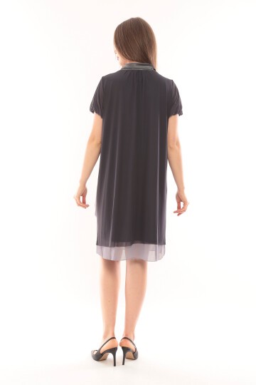 Kadın Büyük Beden Yarım Kol Şifon Çiçek Desenli Curve Astarlı Spor Şık Elbise