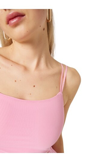 Kadın Çift Askılı Tül Detaylı Spor Şık Croptop Büstiyer