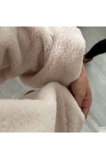 Kadın Crop Boy Yumuşacık Balon Uzun Kol Kapüşonlu Şık Kısa Sweatshirt