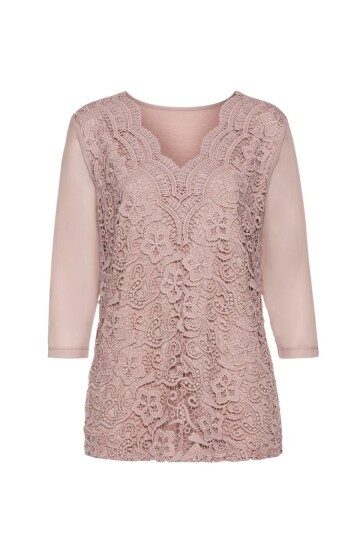 Kadın Curve Büyük Beden Önü Çiçek Güpürlü Kolları Tül Spor Şık Bluz