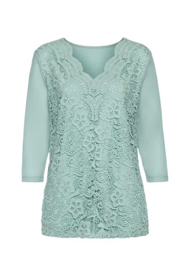 Kadın Curve Büyük Beden Önü Çiçek Güpürlü Kolları Tül Spor Şık Bluz