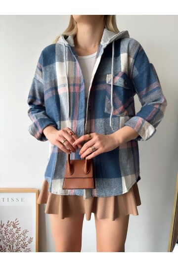 Kadın Curve Desenli Renkli Oduncu Oversize Büyük Beden Ceket Gömlek