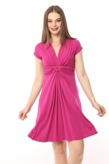 Kadın Göğüs Altında Düğüm Model Spor Şık Viskon Hamile Elbisesi