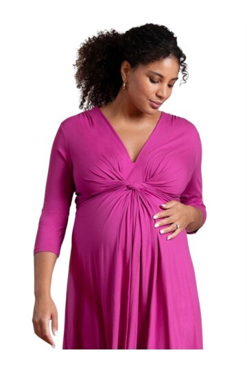 Kadın Göğüs Altında Düğüm Model Truvakar Kol Spor Şık Viskon Büyük Beden Curve Hamile Elbisesi