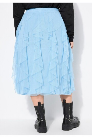 Kadın Katlı Tasarım Yüksek Bel Beli Lastikli Spor Şık Curve Büyük Beden Tül Etek