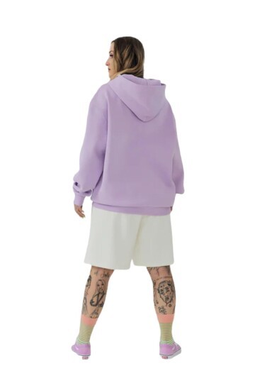Kadın Lila Renkli Baskı Yazılı Oversize Sweatshirt