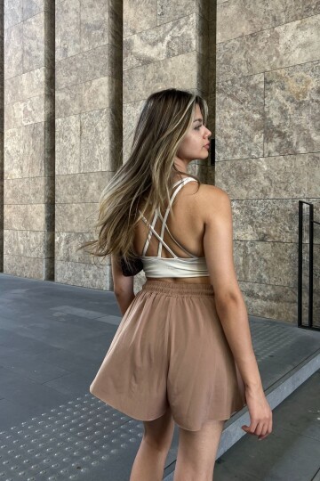 Kadın Sandy Kumaş Spor Şık Casual Sporcu Şortlu Etek
