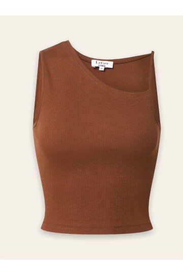 Kadın Sırtı Açık Bağlamalı Kahverengi Croptop