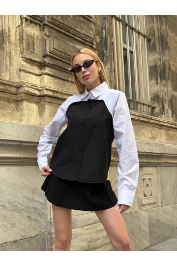 Kadın Tasarım Design İki Parça Şık Curve Tesettüre Uygun Büyük Beden %100 Cotton Uzun Kol Gömlek