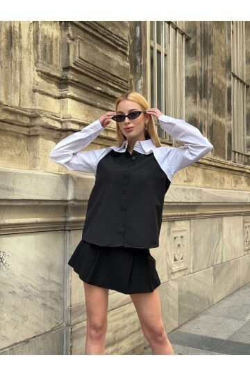 Kadın Tasarım Design İki Parça Şık Curve Tesettüre Uygun Büyük Beden %100 Cotton Uzun Kol Gömlek