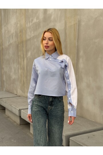 Kadın Tasarım Etek Üstü Crop Boy Pamuklu Şık Pamuklu Gömlek