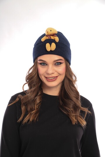 Kadın Unısex Ayılı Spor Şık Tasarım Kışlık Hediyelik Bere