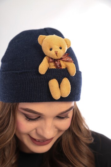 Kadın Unısex Ayılı Spor Şık Tasarım Kışlık Hediyelik Bere