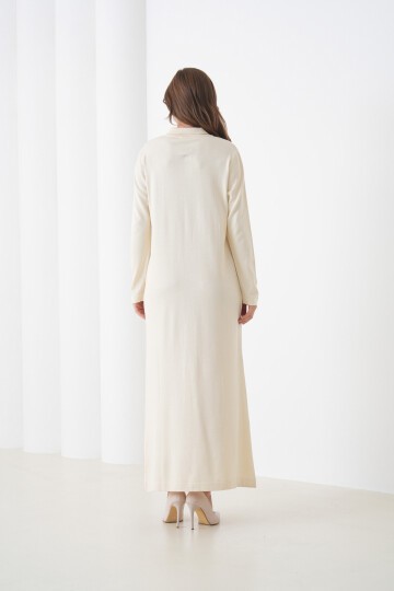 Kadın Uzun Kol Gömlek Yaka Triko Önden Düğmeli Triko Spor Şık Elbise