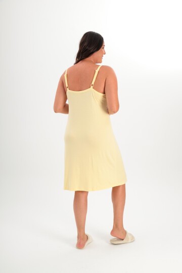 Kadın V Yaka Dantel Detay Askılı Şık Uzun Büyük Beden Curve Viskon Gecelik Elbise