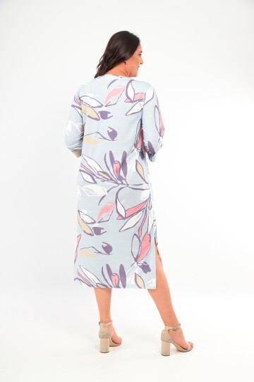 Kadın Viskon Kruvaze Yaka Truvakar Kol Büyük Beden Curve Gecelik Elbise