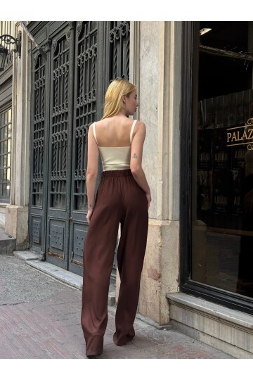 Kadın Yüksek Bel Kuşaklı %100 Viscose Pamuk Geniş Paça Şık Casual Büyük Beden Curve Pantolon