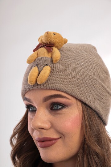 Unisex Ayılı Spor Şık Tasarım Hediyelik Bebe Mavisi Bere