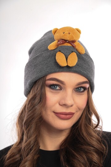 Unisex Ayılı Spor Şık Tasarım Hediyelik Bebe Mavisi Bere