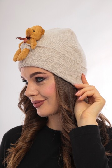 Unisex Ayılı Spor Şık Tasarım Hediyelik Bebe Mavisi Bere