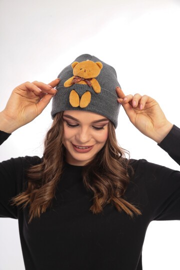 Unisex Ayılı Spor Şık Tasarım Hediyelik Bebe Mavisi Bere