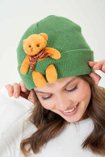 Unisex Ayılı Spor Şık Tasarım Hediyelik Bebe Mavisi Bere