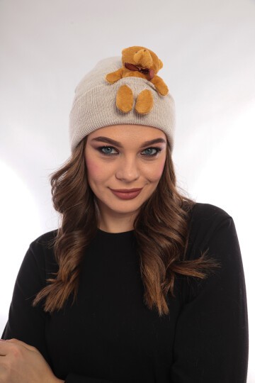 Unisex Ayılı Spor Şık Tasarım Hediyelik Bebe Mavisi Bere