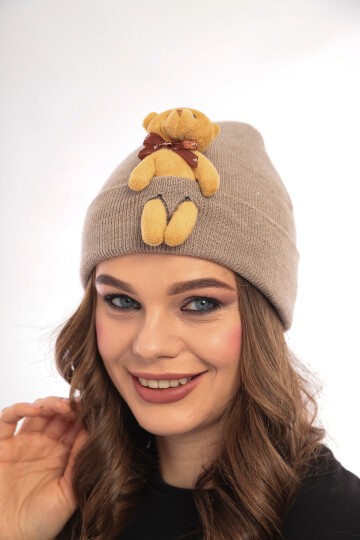 Unisex Ayılı Spor Şık Tasarım Hediyelik Bebe Mavisi Bere