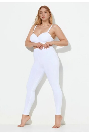 Kadın Beli Lastikli Pamuk Penye Büyük Beden Curve Yüksek Bel Spor Günlük Tayt