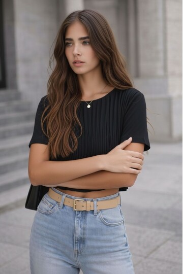 Kadın Bisiklet Yaka Dokulu Kısa Kol Akordiyon Model Tasarım Spor Şık Crop Boy Bluz