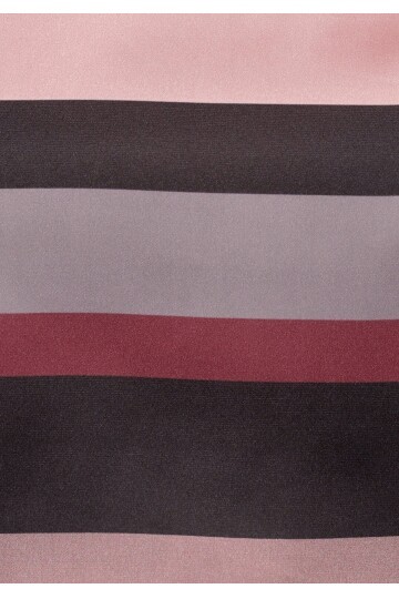 Kadın Bisiklet Yaka Saten Viskon Kısa Kol Spor Şık Çizgili Bluz