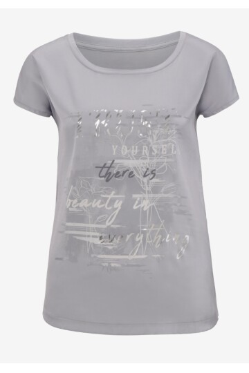 Kadın Bisiklet Yaka Saten Viskon Kısa Kol Spor Şık Desenli Bluz