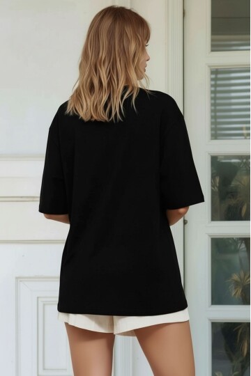 Kadın Bisiklet Yaka Yarım Kol Basic %100 Pamuk Düz Cep Örgü Curve Büyük Beden Tshirt