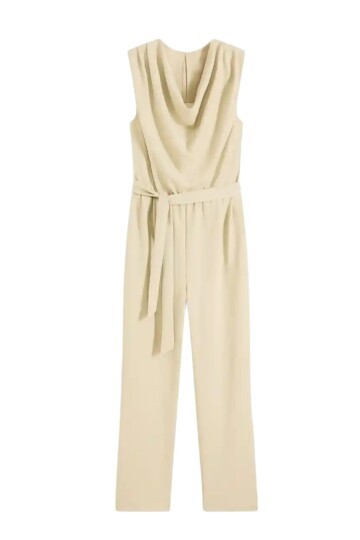 Kadın Degaje Yaka Kolsuz Pantolon Bluz Görünümlü Spor Şık Büyük Beden Curve Kuşaklı Tulum