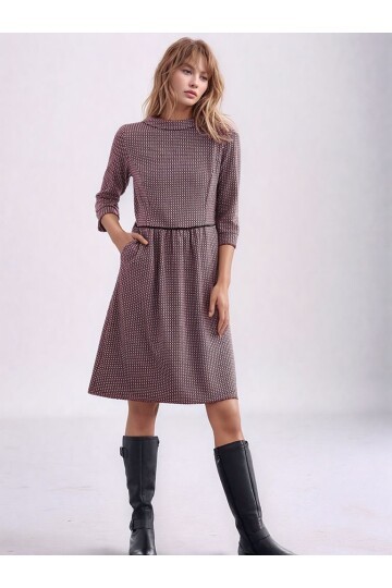 Kadın Degaje Yaka Uzun Kollu Cepli Büyük Beden Curve Şık Elbisesi